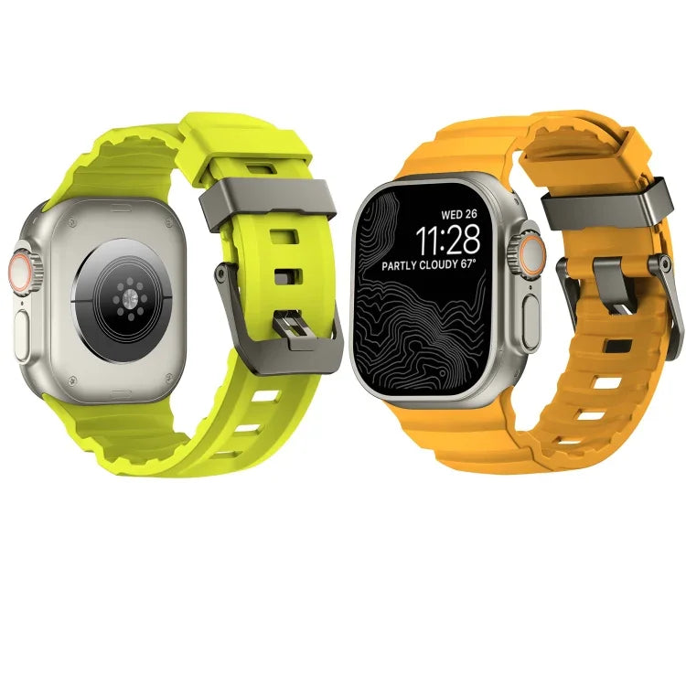 Wild Path Grey Buckle Thickened Silicone Watch Band, For Apple Watch 46mm / 49mm / 45mm / 44mm
