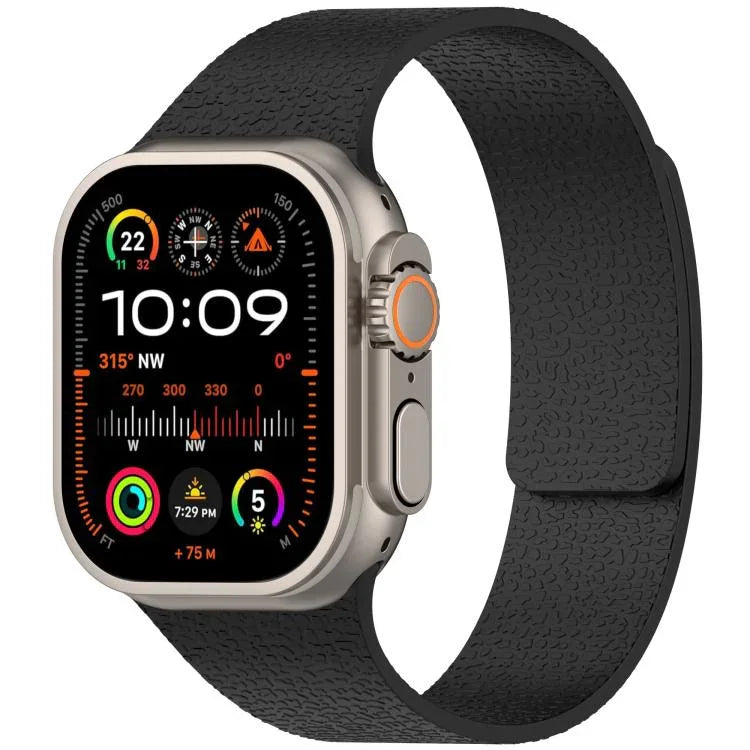 Litchi Texture Magnetic Silicone Watch Band, For Apple Watch 46mm / 49mm / 45mm / 44mm, For Apple Watch 42mm / 41mm / 40mm / 38mm