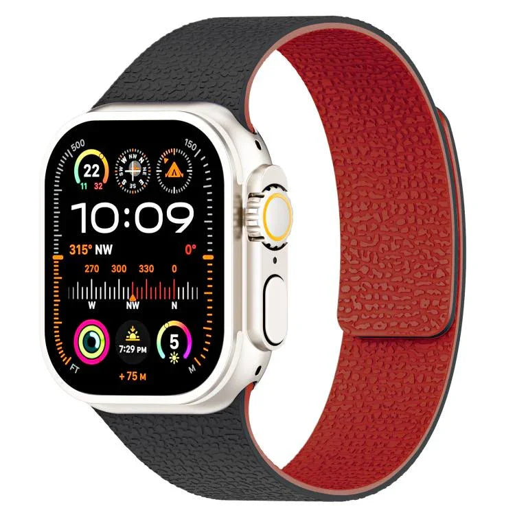 Litchi Texture Magnetic Silicone Watch Band, For Apple Watch 46mm / 49mm / 45mm / 44mm, For Apple Watch 42mm / 41mm / 40mm / 38mm