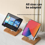J27 Desktop Foldable Rotating Wooden Base Tablets Laptops Metal Cooling Holder, J27