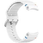 Wavy Grain Stitched Silver Buckle Silicone Watch Band, For Samsung Galaxy Watch 7 40 / 44mm