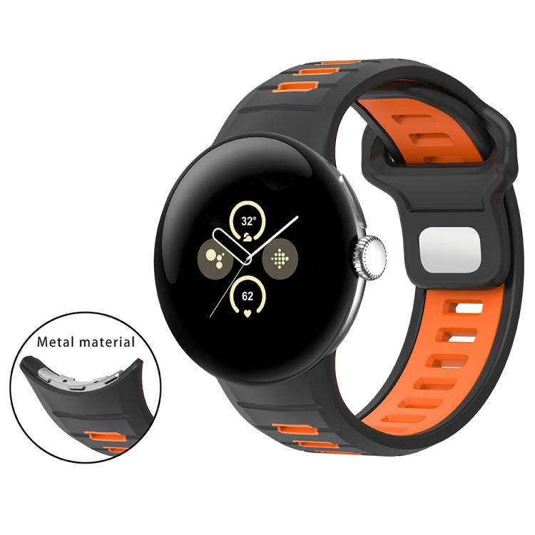 Two Color Reverse Buckle Silicone Watch Band, For Google Pixel Watch 4 / Watch 3 45mm