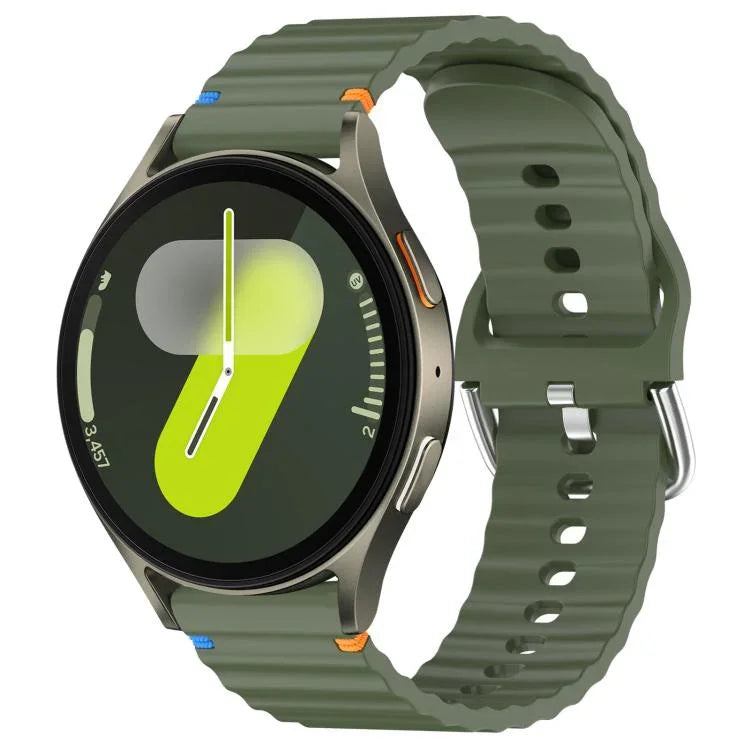 Wavy Grain Stitched 20mm Silicone Watch Band, For Samsung Galaxy Watch 7 40 / 44mm