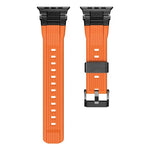 Stainless Steel Connector Vertical Grain TPU Watch Band, For Apple Watch 46mm / 49mm / 45mm / 44mm