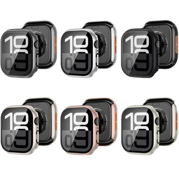 Tempered Film Integrated PC Watch Protective Case, For Apple Watch Series 6 / 5 / 4 & SE 44mm, For Apple Watch Series 6 / 5 / 4 & SE 40mm, For Apple Watch Series 11 / 10 46mm, For Apple Watch Series 11 / 10 42mm, For Apple Watch Series 9 / 8 / 7 45mm  ...