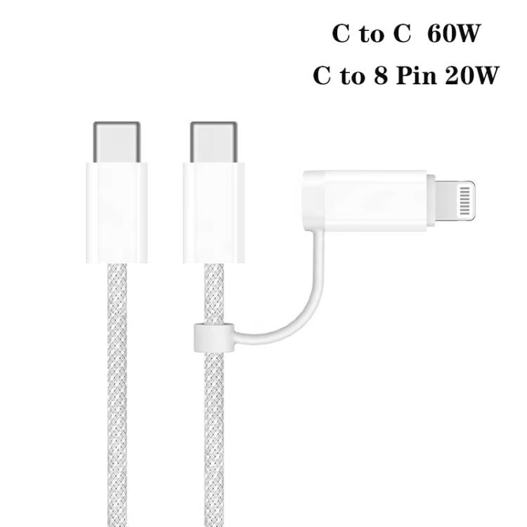 PD41 GaN PD 45W + USB Charger with USB-C to USB-C / 8 Pin Data Cable for iPhone, US Plug, US Plug