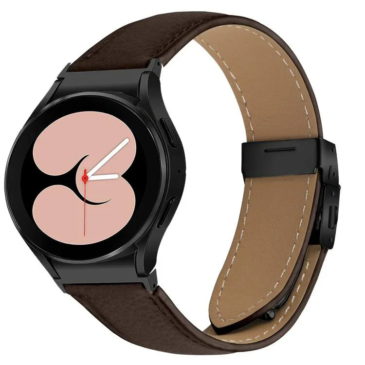 Lychee Texture Black Turtle Back Buckle Leather Watch Band, For Samsung Galaxy Watch 7 40 / 44mm