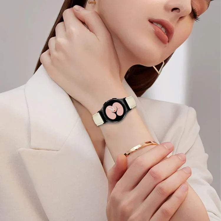 Quick Release Lychee Texture Black Turtle Back Buckle Leather Watch Band, For Samsung Galaxy Watch 7 40 / 44mm