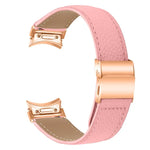 Quick Release Lychee Texture Rose Gold Turtle Back Buckle Leather Watch Band, For Samsung Galaxy Watch 7 40 / 44mm
