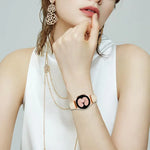 Quick Release Lychee Texture Rose Gold Turtle Back Buckle Leather Watch Band, For Samsung Galaxy Watch 7 40 / 44mm