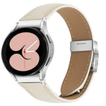 Quick Release Lychee Texture Silver Turtle Back Buckle Leather Watch Band, For Samsung Galaxy Watch 7 40 / 44mm