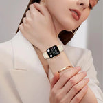 Lychee Texture Rose Gold Turtle Back Buckle Leather Watch Band, For Apple Watch 46mm / 49mm / 45mm / 44mm, For Apple Watch 42mm / 41mm / 40mm / 38mm
