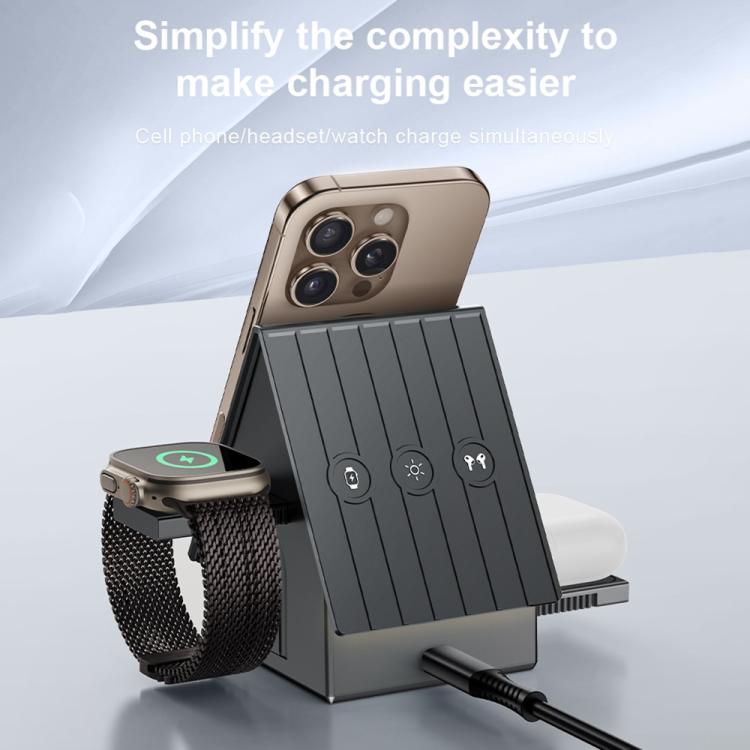 G68 15W Desktop Magnetic Charging Dock 3 in 1 Wireless Charger for Watch / Phone / Earbuds, G68