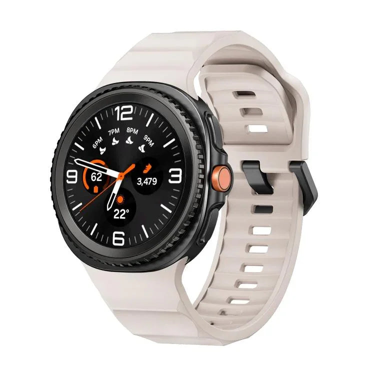 Wave Black Buckle Silicone Watch Band, For Samsung Galaxy Watch8 / Watch8 Classic