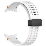Magnetic Black Buckle Breathable Stitched Silicone Watch Band, For Samsung Galaxy Watch8 / Watch8 Classic