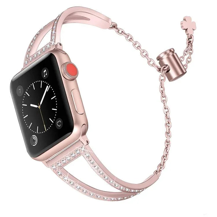 V-Shaped Diamond Zinc Alloy Watch Band, For Apple Watch 46mm / 49mm / 45mm / 44mm, For Apple Watch 42mm / 41mm / 40mm / 38mm