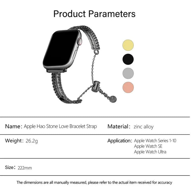 White Stone Love Bracelet Zinc Alloy Watch Band, For Apple Watch 46mm / 49mm / 45mm / 44mm, For Apple Watch 42mm / 41mm / 40mm / 38mm