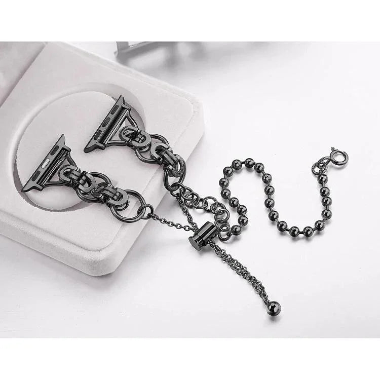 Double Circle Beaded Chain Zinc Alloy Watch Band, For Apple Watch 46mm / 49mm / 45mm / 44mm, For Apple Watch 42mm / 41mm / 40mm / 38mm
