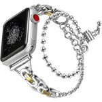 Double Circle Beaded Chain Zinc Alloy Watch Band, For Apple Watch 46mm / 49mm / 45mm / 44mm, For Apple Watch 42mm / 41mm / 40mm / 38mm