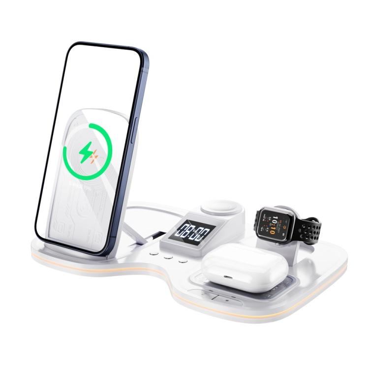 T60 Wireless Charging Station Phone Watch Earbuds Magnetic Desktop Charger with Time Display, T60
