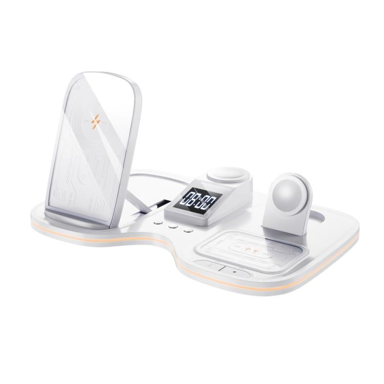T60 Wireless Charging Station Phone Watch Earbuds Magnetic Desktop Charger with Time Display, T60