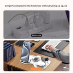 T60 Wireless Charging Station Phone Watch Earbuds Magnetic Desktop Charger with Time Display, T60