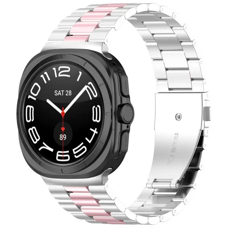 Three Beads Stainless Steel Watch Band with Removal Tool, For Samsung Galaxy Watch Ultra 47mm / Ultra 2025, For Samsung Galaxy Watch8 / Watch8 Classic