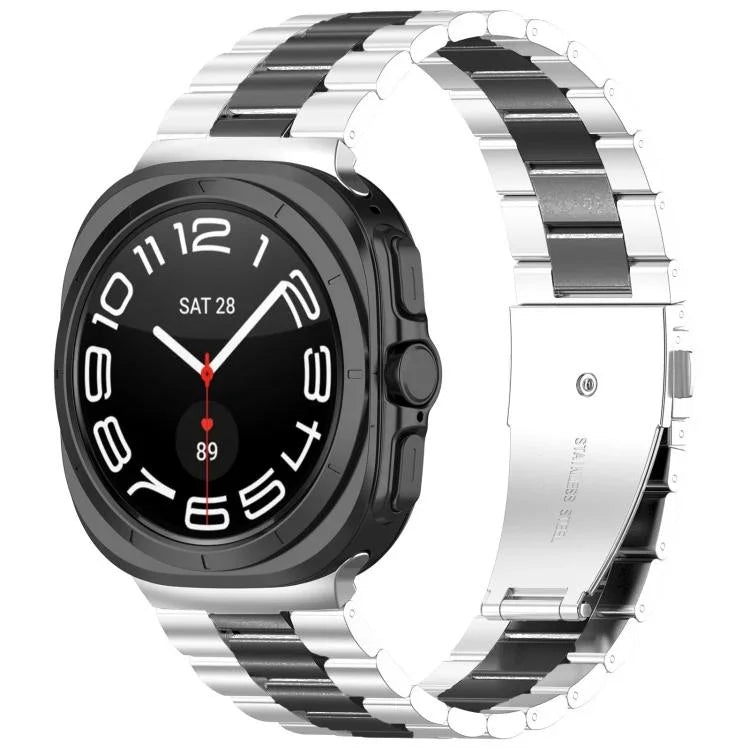Three Beads Stainless Steel Watch Band with Removal Tool, For Samsung Galaxy Watch Ultra 47mm / Ultra 2025, For Samsung Galaxy Watch8 / Watch8 Classic