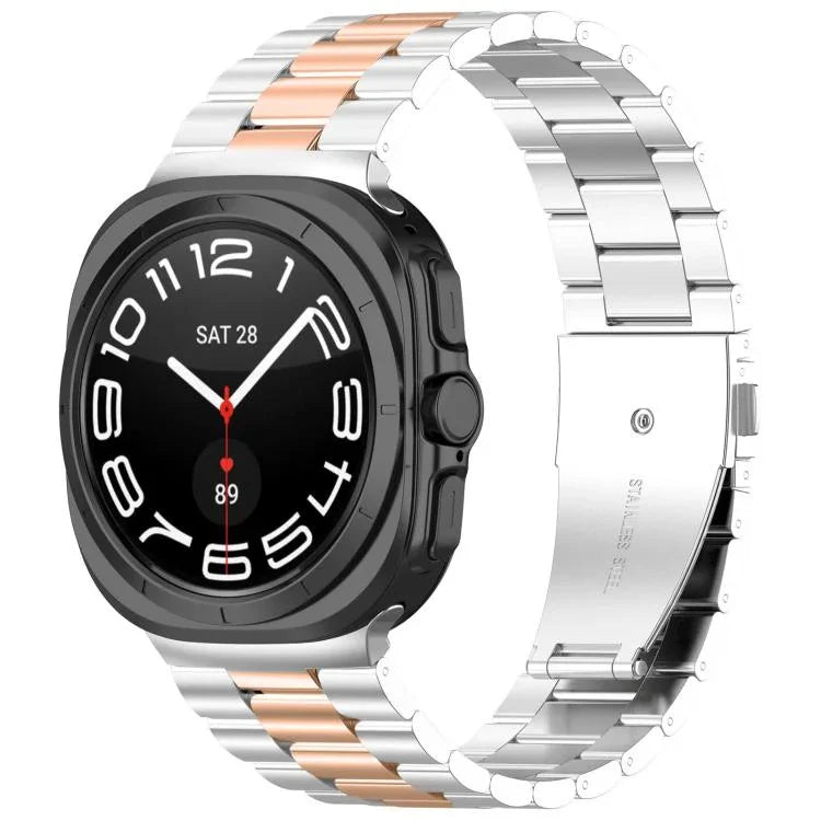 Three Beads Stainless Steel Watch Band with Removal Tool, For Samsung Galaxy Watch Ultra 47mm / Ultra 2025, For Samsung Galaxy Watch8 / Watch8 Classic