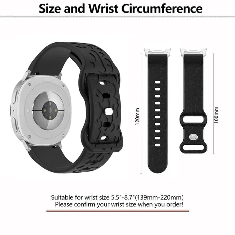 Concave Leopard Butterfly Buckle Silicone Watch Band, For Samsung Galaxy Watch8 / Watch8 Classic