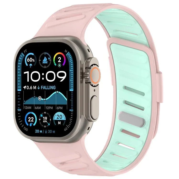 Oblique Buckle Breathable Two-Color Silicone Watch Band, For Apple Watch 46mm / 49mm / 45mm / 44mm