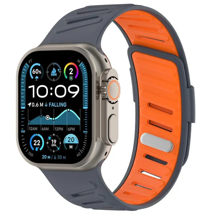 Oblique Buckle Breathable Two-Color Silicone Watch Band, For Apple Watch 46mm / 49mm / 45mm / 44mm
