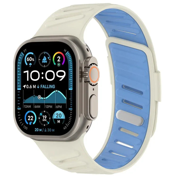Oblique Buckle Breathable Two-Color Silicone Watch Band, For Apple Watch 46mm / 49mm / 45mm / 44mm