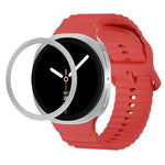 Rhombic Texture Bezel and Wavy Grain Stitched Color Buckle Silicone Watch Band, For Samsung Galaxy Watch8 44mm, For Samsung Galaxy Watch8 40mm