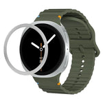 Rhombic Texture Bezel and Wavy Grain Stitched Color Buckle Silicone Watch Band, For Samsung Galaxy Watch8 44mm, For Samsung Galaxy Watch8 40mm