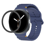 Rhombic Texture Bezel and Wavy Grain Stitched Color Buckle Silicone Watch Band, For Samsung Galaxy Watch8 44mm, For Samsung Galaxy Watch8 40mm