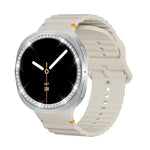 Diamond Bezel and Wavy Grain Stitched Color Buckle Silicone Watch Band, For Samsung Galaxy Watch8 44mm, For Samsung Galaxy Watch8 40mm