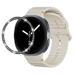 Diamond Bezel and Wavy Grain Stitched Color Buckle Silicone Watch Band, For Samsung Galaxy Watch8 44mm, For Samsung Galaxy Watch8 40mm