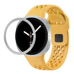 Rhombic Texture Bezel and Black Reverse Buckle Silicone Watch Band, For Samsung Galaxy Watch8 44mm, For Samsung Galaxy Watch8 40mm