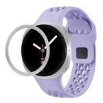 Rhombic Texture Bezel and Black Reverse Buckle Silicone Watch Band, For Samsung Galaxy Watch8 44mm, For Samsung Galaxy Watch8 40mm
