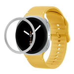 Rhombic Texture Bezel and Solid Color Stitched Silicone Watch Band, For Samsung Galaxy Watch8 44mm, For Samsung Galaxy Watch8 40mm
