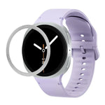 Rhombic Texture Bezel and Solid Color Stitched Silicone Watch Band, For Samsung Galaxy Watch8 44mm, For Samsung Galaxy Watch8 40mm