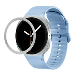 Rhombic Texture Bezel and Solid Color Stitched Silicone Watch Band, For Samsung Galaxy Watch8 44mm, For Samsung Galaxy Watch8 40mm