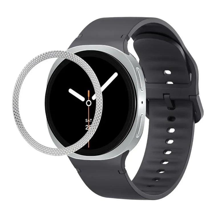 Rhombic Texture Bezel and Solid Color Stitched Silicone Watch Band, For Samsung Galaxy Watch8 44mm, For Samsung Galaxy Watch8 40mm