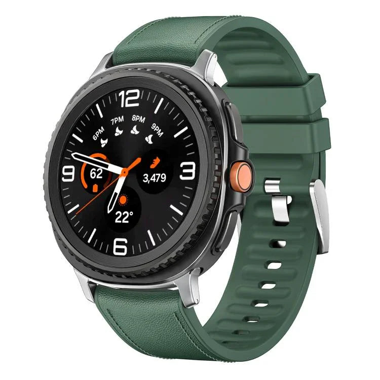 Metal Head Leather Skin Silicone Watch Band, For Samsung Galaxy Watch8 / Watch8 Classic