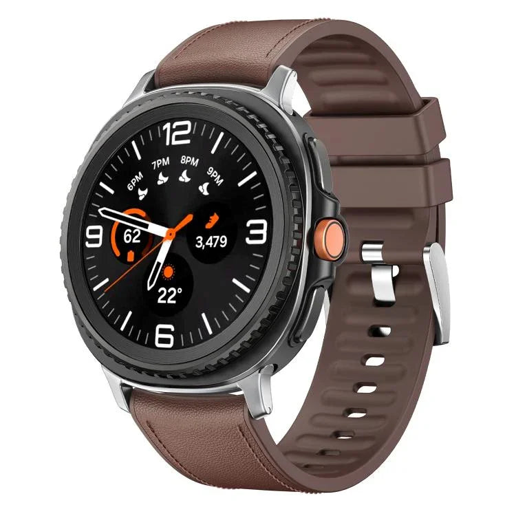 Metal Head Leather Skin Silicone Watch Band, For Samsung Galaxy Watch8 / Watch8 Classic