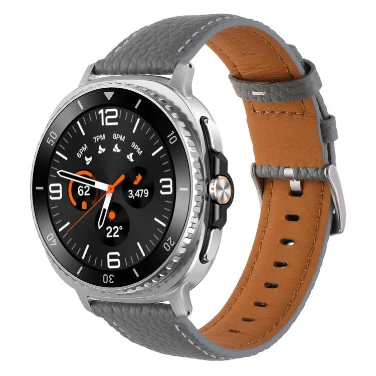 Lychee Texture Genuine Leather Watch Band, For Samsung Galaxy Watch8 / Watch8 Classic