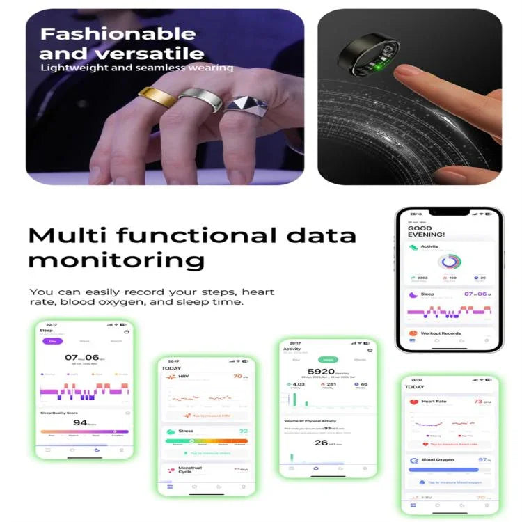 R100 SIZE 11 Smart Ring, Support Heart Rate / Blood Oxygen / Sleep Monitoring / Remote Photography