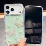 Diamond Glitter Pearl Butterfly Four-Corner Shockproof Phone Case, For iPhone 13