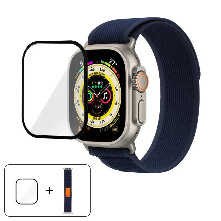 Wild Path Loop Nylon Watch Band with 3D Curved Film, For Apple Watch Series 10 46mm, For Apple Watch Series 10 42mm, For Apple Watch 6 / 5 / 4 / SE 44mm